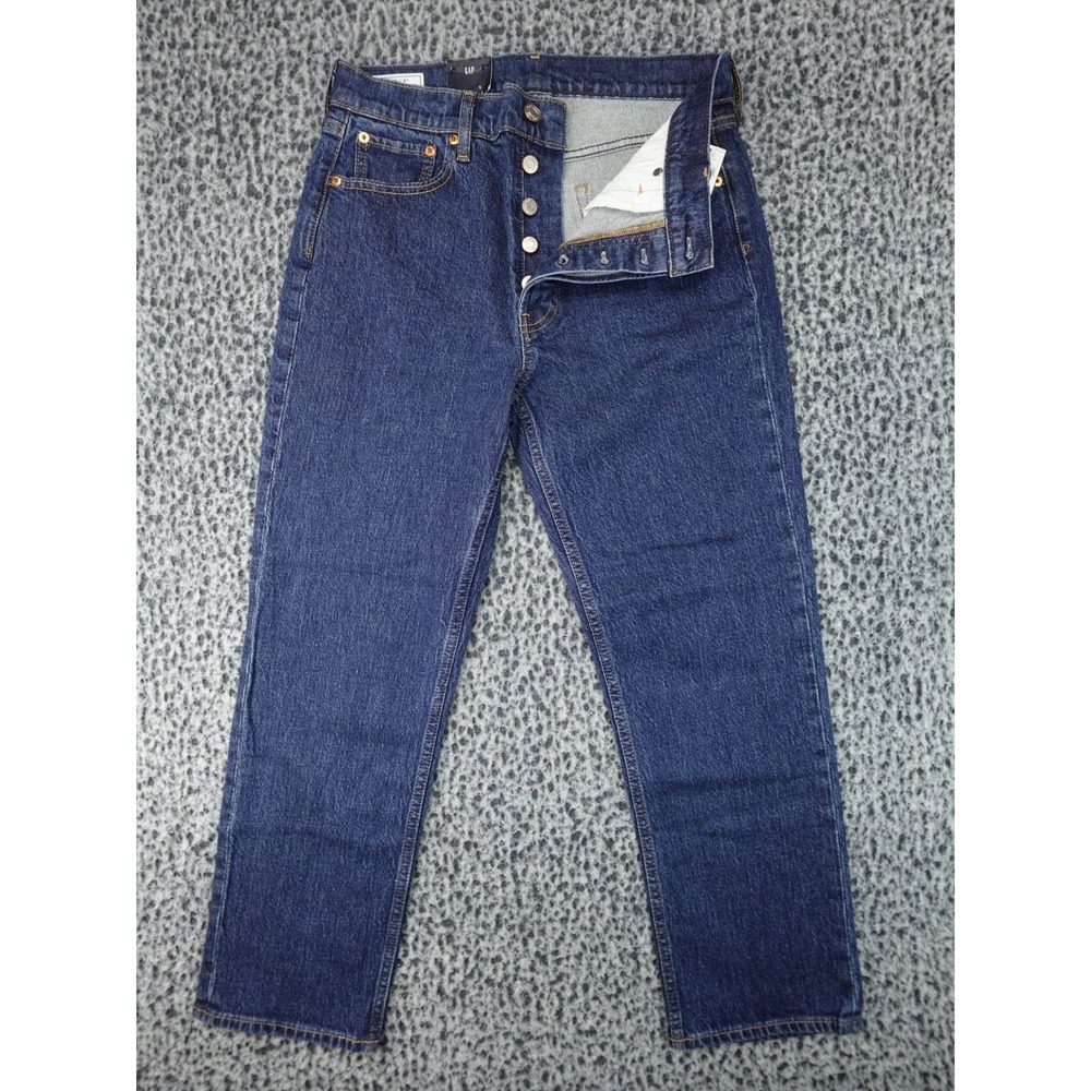 Gap Jeans Womens 29/8 Short Blue New Cheeky Straight‎ High Rise Button Fly 11180